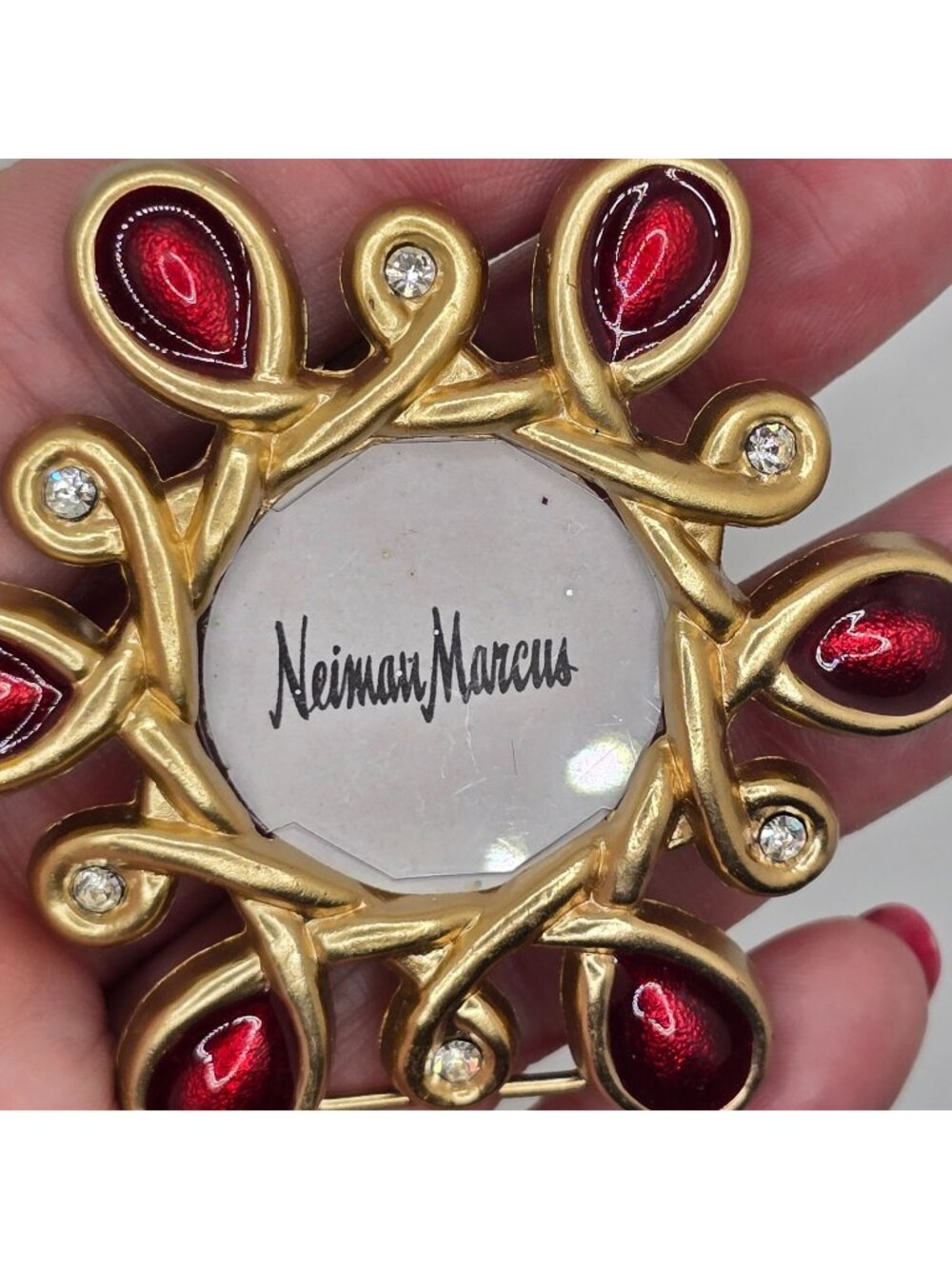 Miniature Picture Frame Neiman Marcus Signed Jay Strongwater Red Gold Enamel